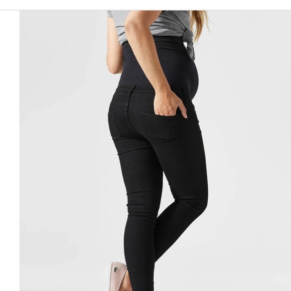 BLANQI Denim Maternity Belly Support Skinny Jeans In Black - Picture 3 of 12